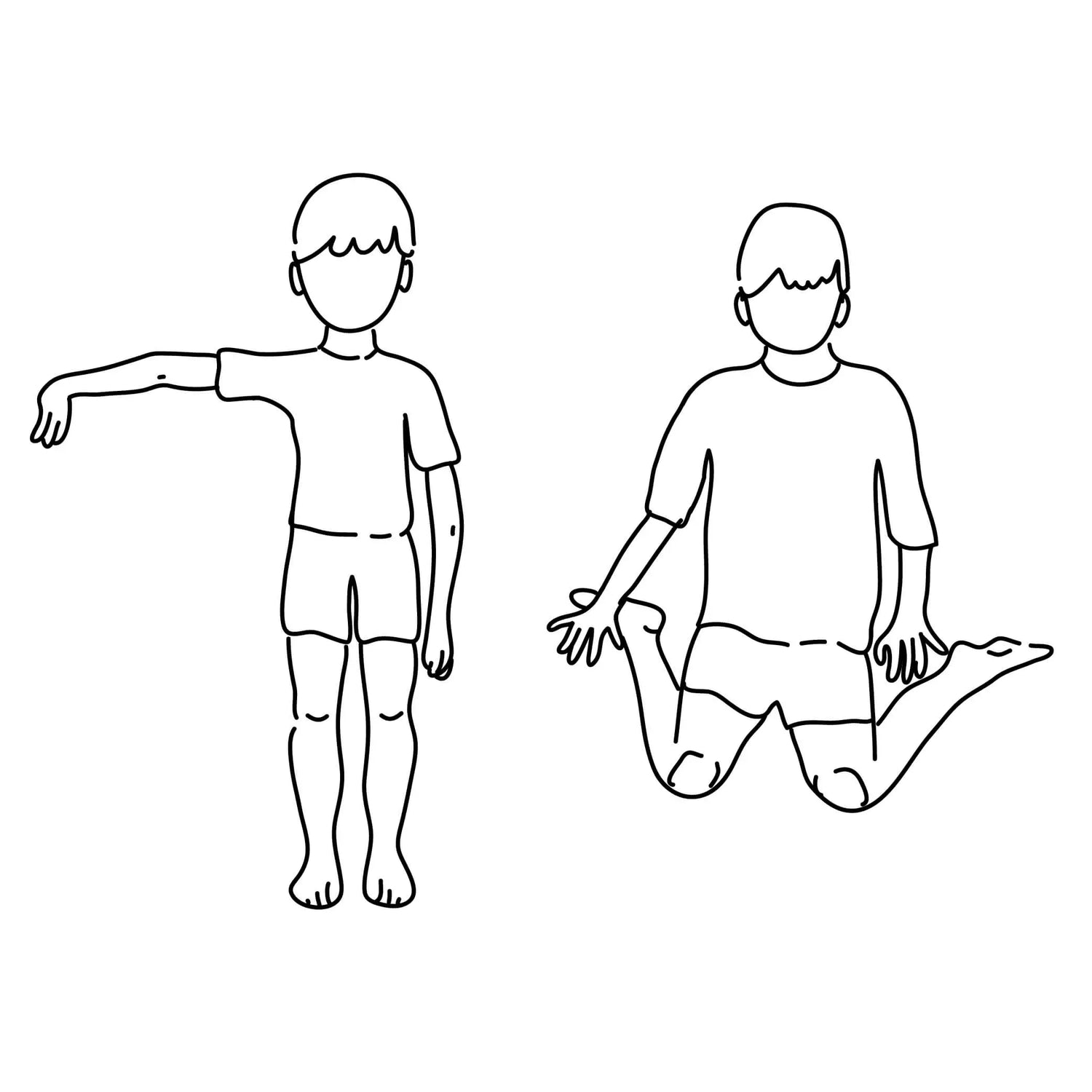 Illustration of boy bending legs